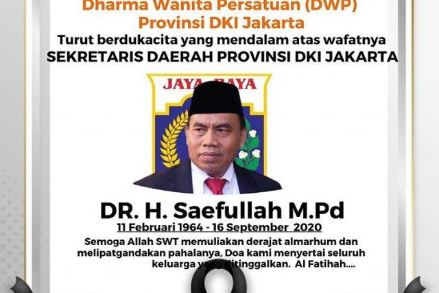 Sekda DKI Jakarta, Saefullah Tutup Usia